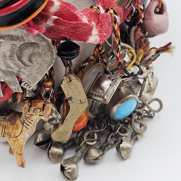 VINTAGE Handcrafted Chachkas Milagros Charm Over the Top Statement Necklace - Picture 12 of 14